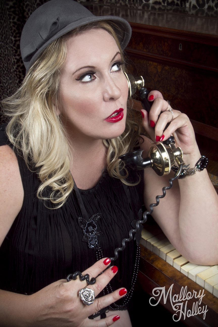 Mallory Holley Photography 1920s flapper inspired vintage telephone victorian piano pinup photo