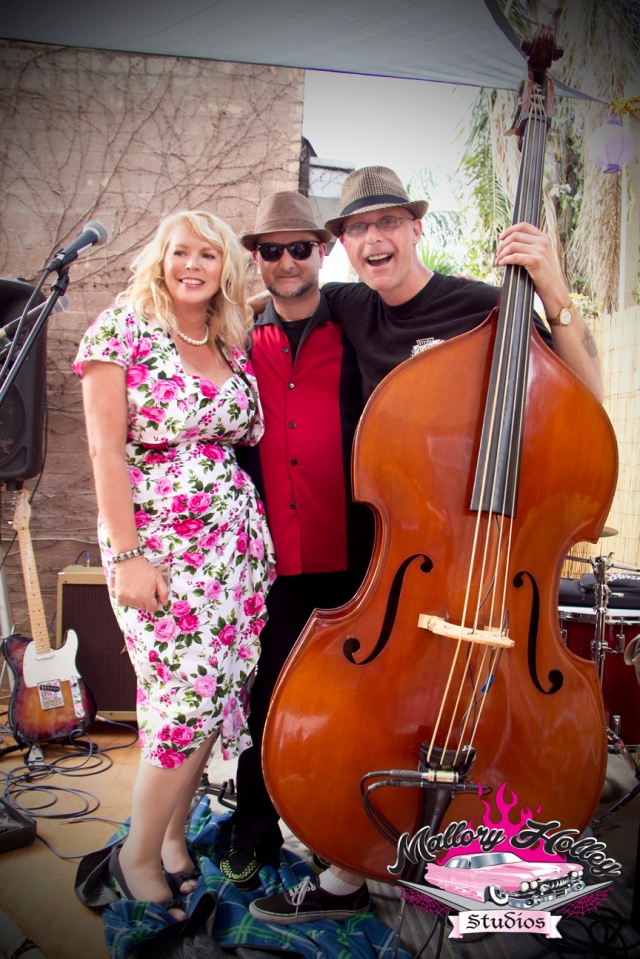 The fabulous Christine with The Infernos drummer Dave Rogers and slap bassist/lead singer Don Wycherley.