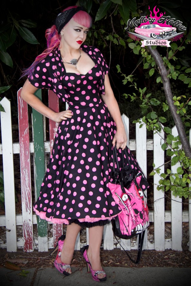 My pink polkadot 1950s reproduction dress from Christine's, teamed with the matching bolero.  