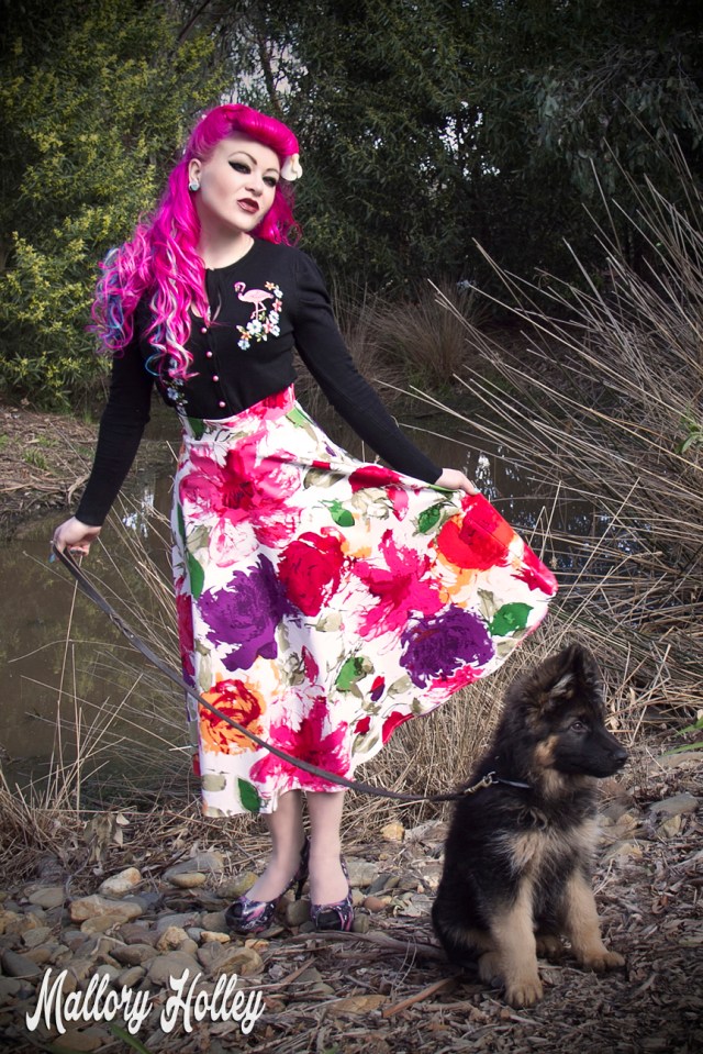 Printed pinup skirt by Dress Me Gorgeous and German Shepherd Puppy_0374