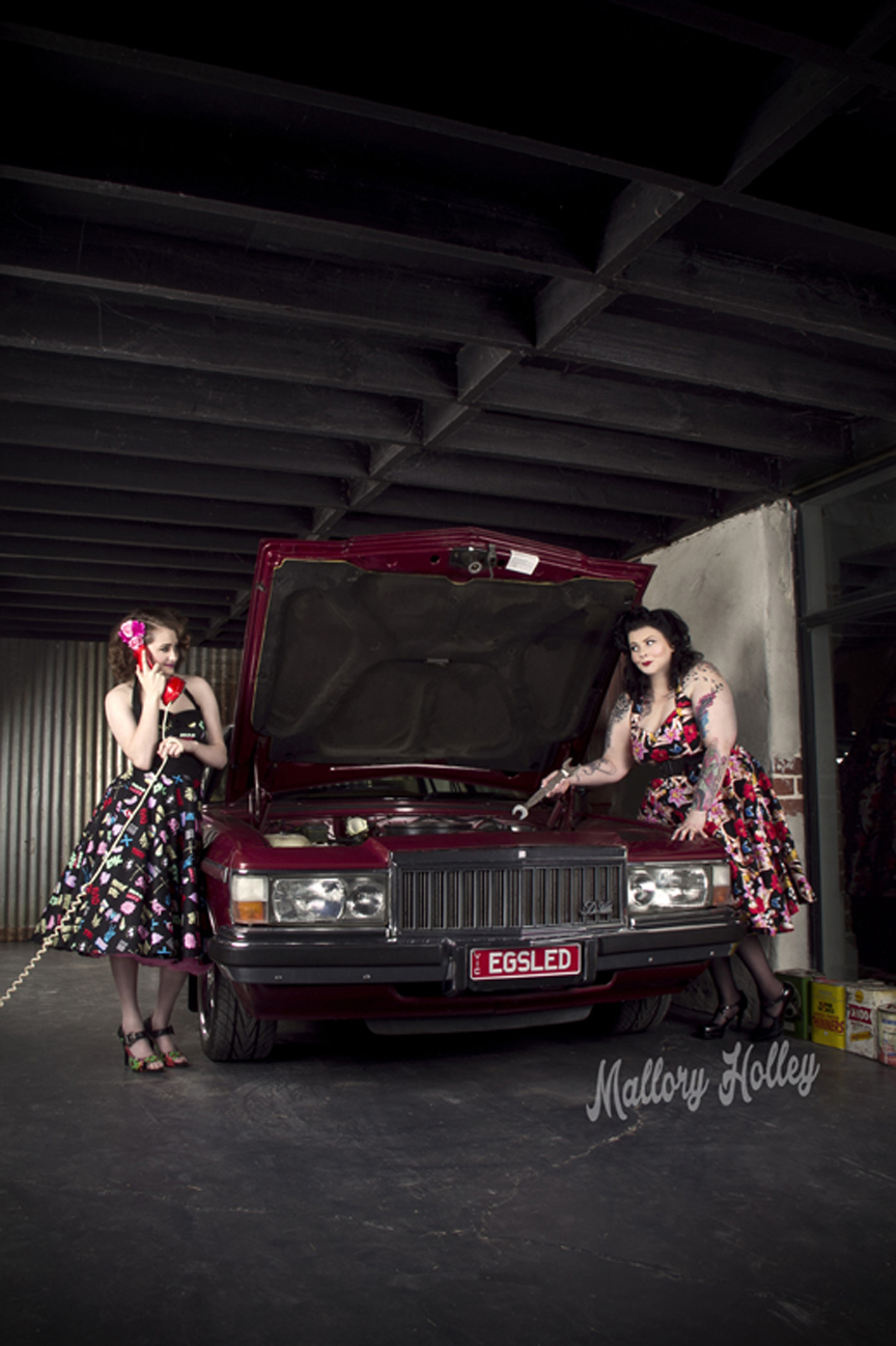 Mother and daughter pinup shoot with WB Statesman
